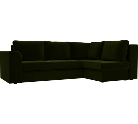 Угловой диван Лига диванов Пауэр правый полностью микровельвет зеленый 100205 1