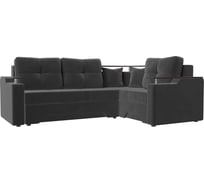 Угловой диван Лига диванов Комфорт правый полностью велюр серый 102613