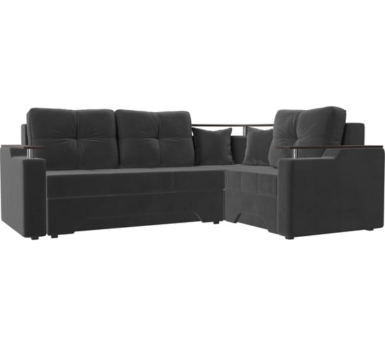 Угловой диван Лига диванов Комфорт правый полностью велюр серый 102613 1