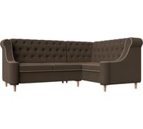 Угловой диван Лига диванов Бронкс угол правый полностью рогожка коричневая, кант рогожка бежевая 104581