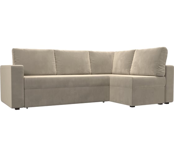 Угловой диван Лига диванов Оливер правый полностью микровельвет бежевый 102069 1