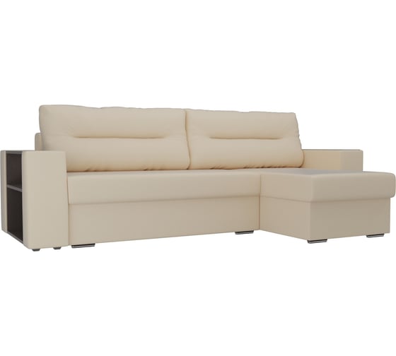 Угловой диван Лига диванов Эридан правый полностью экокожа бежевая 102098 1