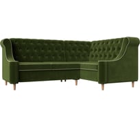 Угловой диван Лига диванов Бронкс угол правый полностью микровельвет зеленый, кант микровельвет бежевый 104576