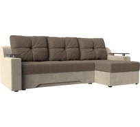 Угловой диван Лига диванов Сенатор правый основа рогожка Корфу 03, компаньон микровельвет бежевый 102701