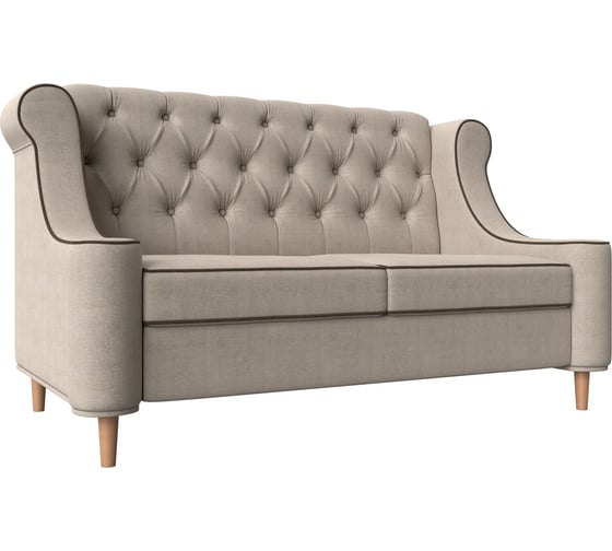 Прямой диван Лига диванов Бронкс полностью рогожка бежевая, кант рогожка коричневая 104540 1