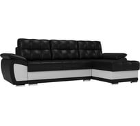 Угловой диван Лига диванов Нэстор правый основа экокожа черная, вставка экокожа белая 100432