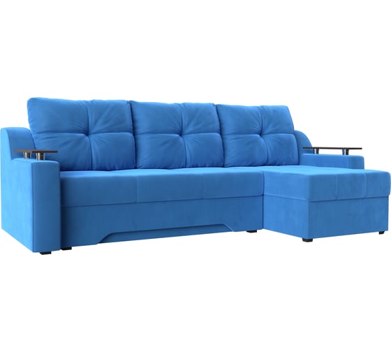 Угловой диван Лига диванов Сенатор правый полностью велюр голубой 102706 1