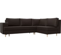Угловой диван Лига диванов Сильвана правый полностью экокожа коричневая 100856