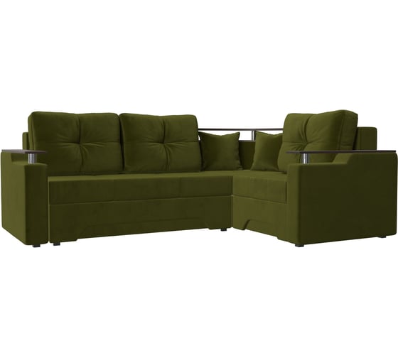 Угловой диван Лига диванов Комфорт правый полностью микровельвет зеленый 102604 1