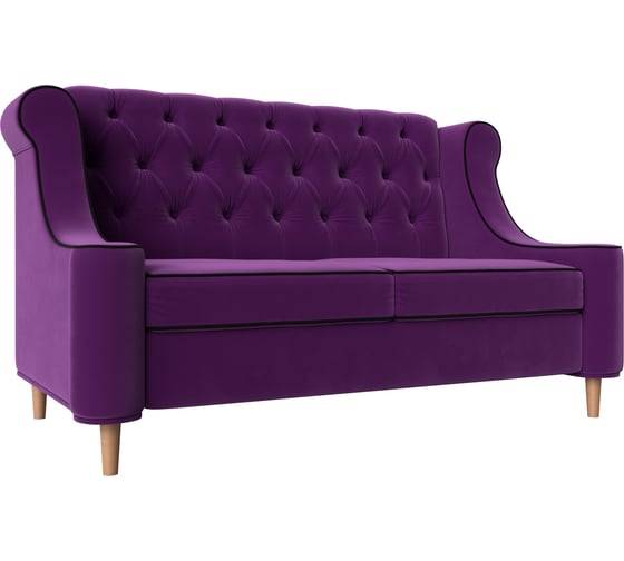 Прямой диван Лига диванов Бронкс полностью микровельвет фиолетовый, кант микровельвет черный 104538 1