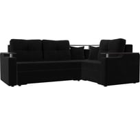 Угловой диван Лига диванов Комфорт правый полностью микровельвет черный 102606