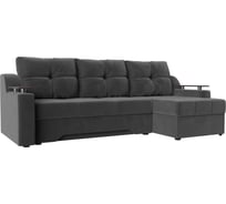 Угловой диван Лига диванов Сенатор правый полностью велюр серый 102703