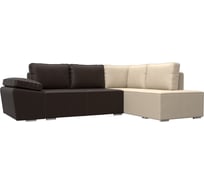 Угловой диван Лига диванов Хьюго угол правый экокожа коричневая/коричневая/черная 101270