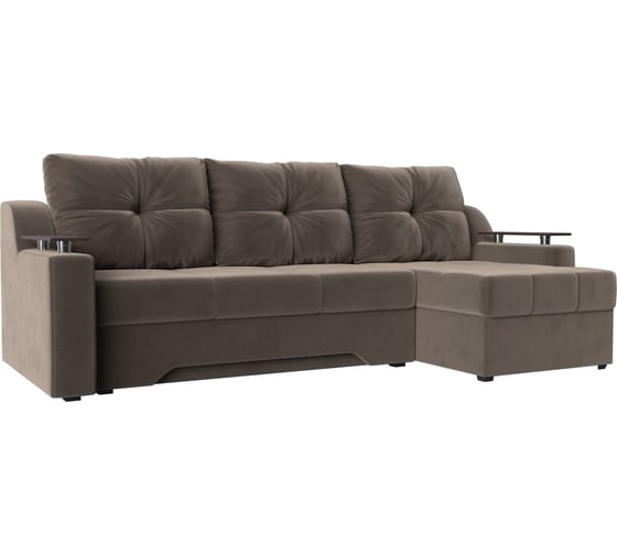 Угловой диван Лига диванов Сенатор правый полностью велюр коричневый 102709 1