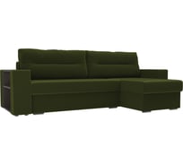 Угловой диван Лига диванов Эридан правый полностью микровельвет зеленый 102091