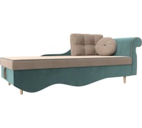 Кушетка Лига диванов Лорд правый основа велюр бежевый, компаньон велюр бирюзовый 101212