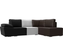 Угловой диван Лига диванов Хьюго угол правый экокожа черная/белая/коричневая 101273