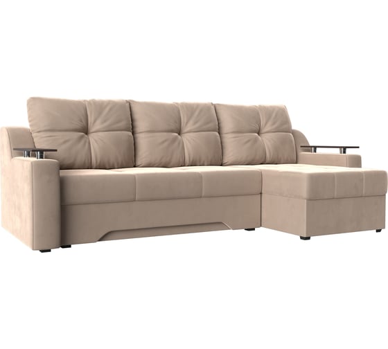 Угловой диван Лига диванов Сенатор правый полностью велюр бежевый 102702 1