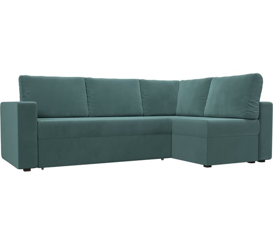 Угловой диван Лига диванов Оливер правый полностью Велюр бирюзовый 102063 1