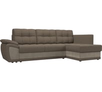 Угловой диван Лига диванов Нэстор прайм правый основа рогожка Корфу 03, вставка микровельвет бежевый 103119