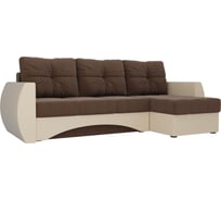 Угловой диван Лига диванов Сатурн правый основа рогожка коричневая, компаньон экокожа бежевая 101065