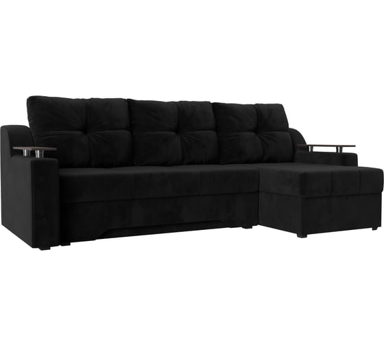 Угловой диван Лига диванов Сенатор правый полностью велюр черный 102707 1