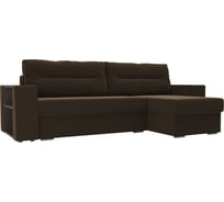 Угловой диван Лига диванов Эридан правый полностью микровельвет коричневый 102092