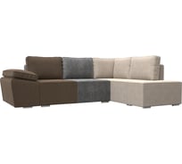 Угловой диван Лига диванов Хьюго правый угол полностью рогожка бежевая/ серая/ коричневая 101263