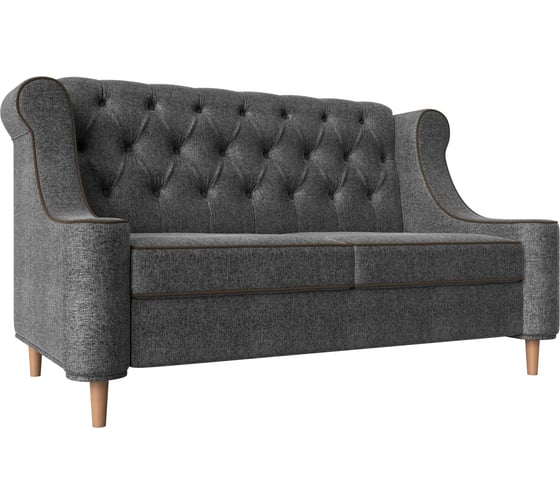 Прямой диван Лига диванов Бронкс полностью рогожка серая, кант рогожка коричневая 104542 1