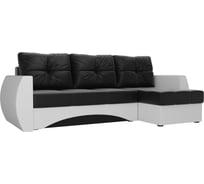 Угловой диван Лига диванов Сатурн правый основа экокожа черная, компаньон экокожа белая 101069