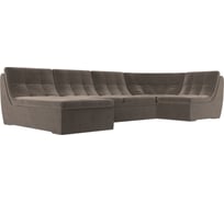 П-образный модульный диван Лига диванов Холидей полностью велюр коричневый 101849