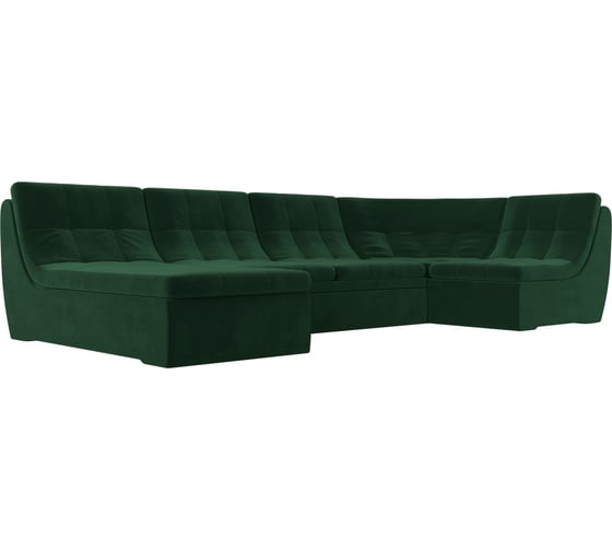 П-образный модульный диван Лига диванов Холидей полностью велюр зеленый 101848 1