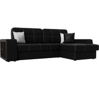 Угловой диван Лига диванов Брюссель правый полностью экокожа черная 29397