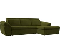 Угловой диван Лига диванов Мисандра правый полностью микровельвет зеленый 101812