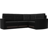 Угловой диван Лига диванов Белла правый полностью экокожа черная 28206