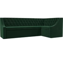 Кухонный Угловой диван Лига диванов  Мерлин правый полностью велюр зеленый 109426