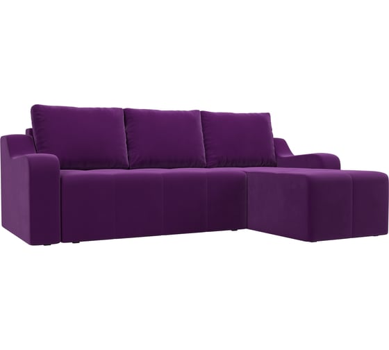 Угловой диван Лига диванов Элида правый полностью микровельвет фиолетовый 108682 1