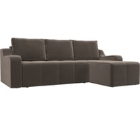 Угловой диван Лига диванов Элида правый полностью велюр коричневый 108672