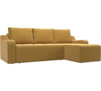 Угловой диван Лига диванов Элида правый полностью микровельвет желтый 108677