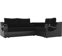 Угловой диван Лига диванов Митчелл основа велюр черный, компаньон экокожа черная 107549