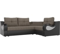 Угловой диван Лига диванов Митчелл основа рогожка Корфу 03, компаньон экокожа черная 107585