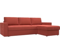 Угловой диван Лига диванов Траумберг правый полностью микровельвет коралловый 108694