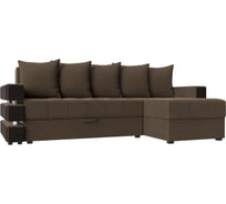 Угловой диван Лига диванов Венеция правый полностью рогожка коричневая 108428