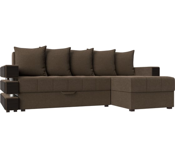 Угловой диван Лига диванов Венеция правый полностью рогожка коричневая 108428 1