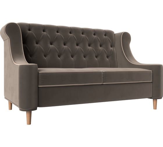 Прямой диван Лига диванов Бронкс основа велюр коричневый, компаньон велюр бежевый 109374 1