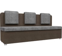 Кухонный прямой диван Лига диванов  Маккон 3-х местный основа рогожка серая, компаньон рогожка коричневая 109236