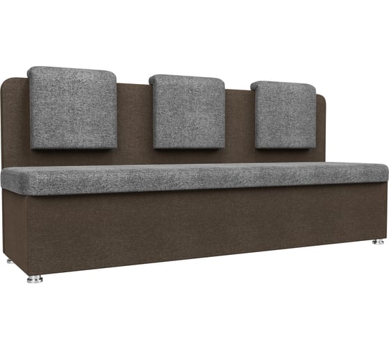 Кухонный прямой диван Лига диванов  Маккон 3-х местный основа рогожка серая, компаньон рогожка коричневая 109236 1