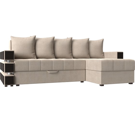 Угловой диван Лига диванов Венеция правый полностью рогожка бежевая 108427 1