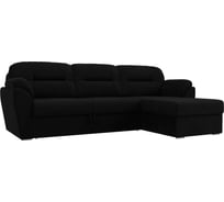Угловой диван Лига диванов Бостон правый полностью микровельвет черный 109498
