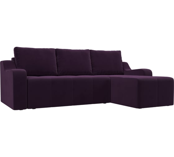 Угловой диван Лига диванов Элида правый полностью велюр фиолетовый 108674 1
